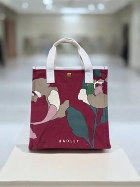 Radley Burgundy Floral Canvas Tote Bag